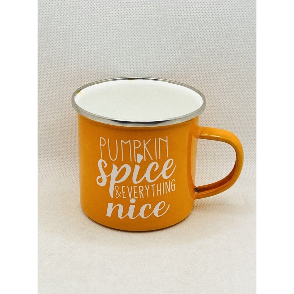 Pumpkin Spice Enamel Mug, Metal Cup Camping Autumn Coffee Cup Tea Cup‎ Soup Mug